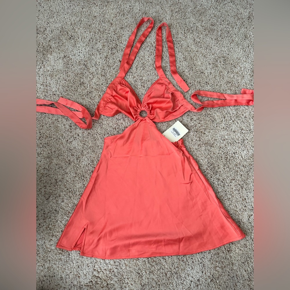 Peppermayo Orange dress, open back, size 4, NWT